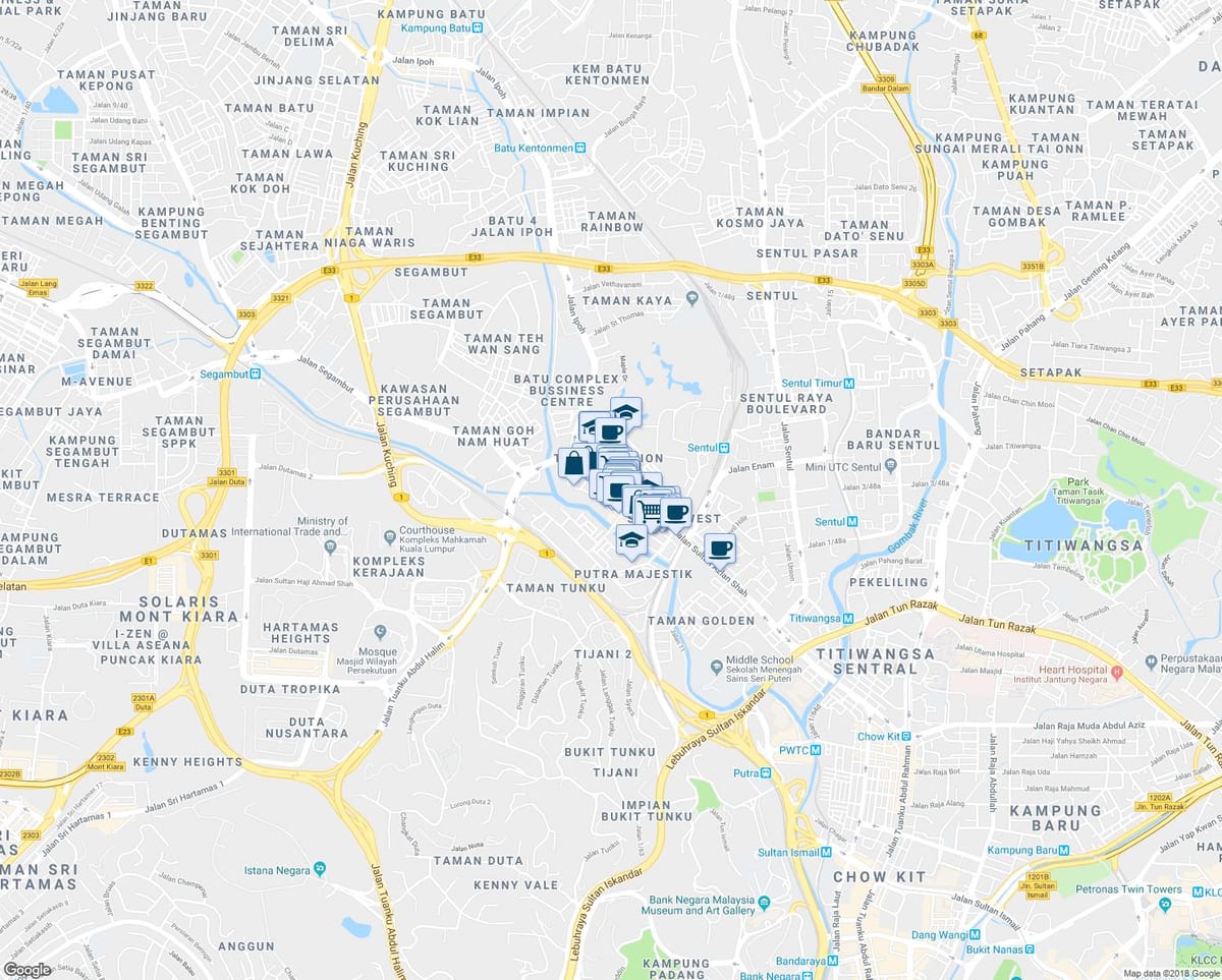 Kort af fjölskyldur ipoh kuala lumpur