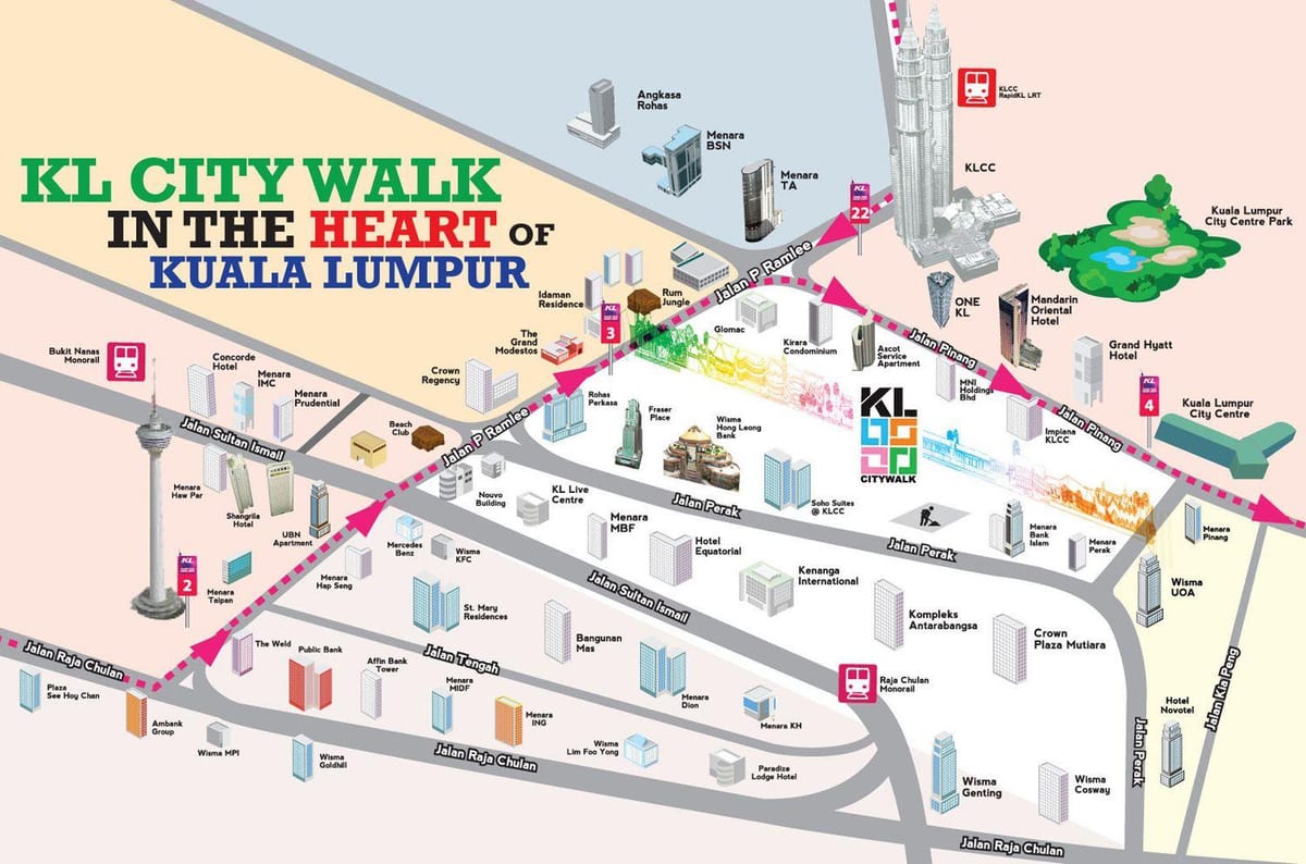 kuala lumpur gönguferð kort