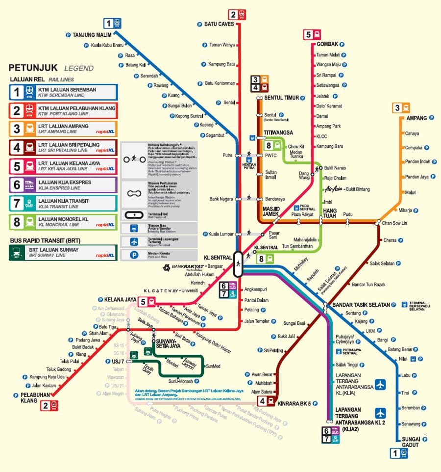 lrt línu kort kuala lumpur