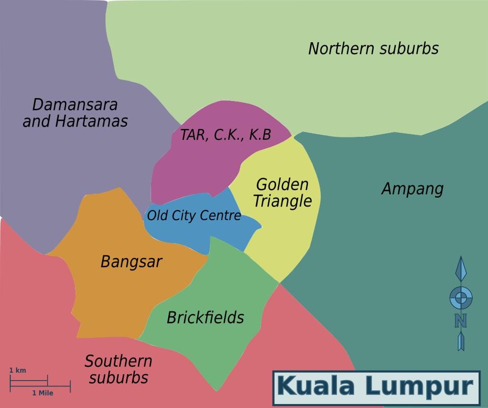 kuala lumpur umdæmi kort
