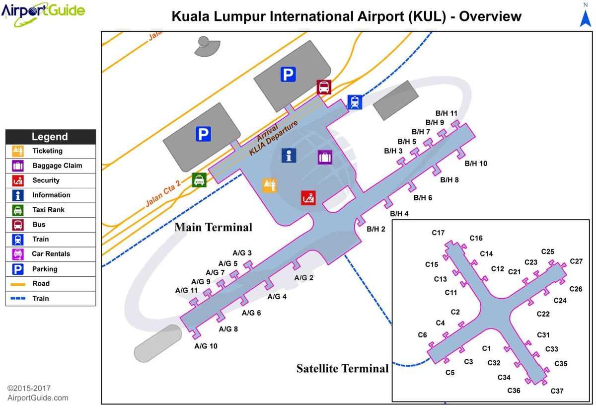 kuala lumpur alþjóðlegur flugvöllur terminal kort