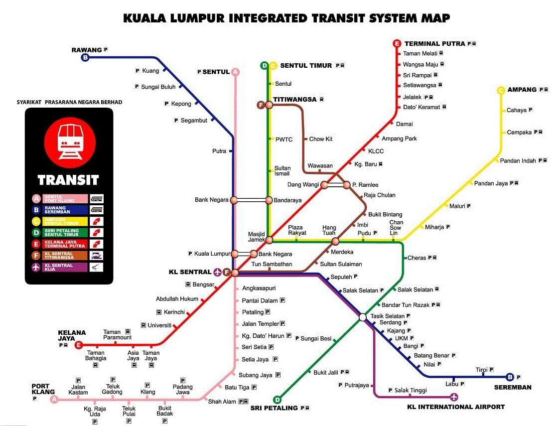 neðanjarðarlestinni kort kuala lumpur