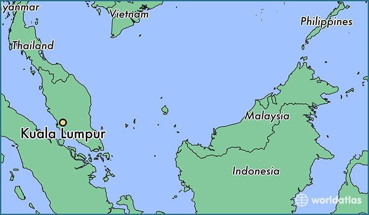 Kort af kuala lumpur staðsetningu