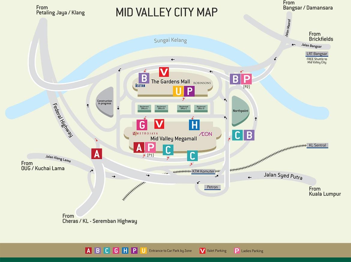 Kort af mid valley möppu