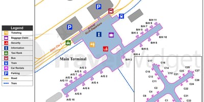 Kuala lumpur flugvöllur helstu terminal kort