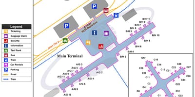 Kuala lumpur alþjóðlegur flugvöllur terminal kort