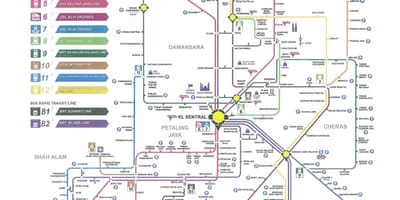 Kuala lumpur flutning járnbrautum kort